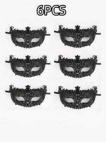 12个/6个/1个 优雅威尼斯化妆舞会面具，带闪光粉半脸面具，适用于表演、角色扮演、万圣节、狂欢节派对装饰和节日服装