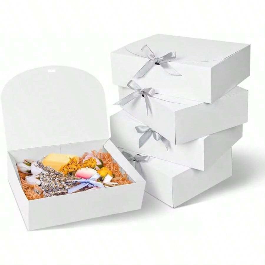 zxr Paquete de 5 Cajas de Regalo de Boda Cajas de Regalo de Papel Cajas de Propuesta de Dama de Honor con Bodas y Fiestas Bridal shower Baby Shower Boda Halloween Navidad para Dulces/Aperitivos125 - blanco - Ver 1