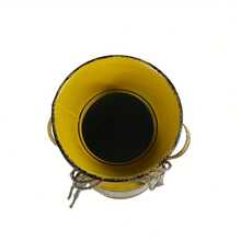 Turmeric-Colored Metal Decorated Milk Jar Vase, Vintage Distressed Iron With Jute Rope Tie, Printed With "Hello Sunshine" Text And Floral Pattern, Brings Fresh And Vibrant Atmosphere. Can Be Used As A Vase For Spring Branches And Dried Flowers, Or As A Storage Jar, Suitable For Desk, Windowsill Decor, Spring Home And Store Display. - Yellow Double-handled Milk Jug - View 6