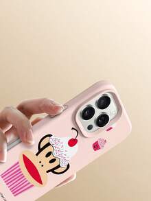 Paul Frank Officially Licensed Liquid Silicone Phone Case, Full Body Drop Protection With Camera Guard, Monkey & Cherry Cake Pattern, New Design Compatible With IPhone 13/14/15/16/17 Pro Max - Multicolor - View 5