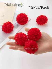 MEHELANY 每包30个/15个/6个万寿菊花头，散装，红色人造花头，丝绸仿真花头，菊花花头，迷你花头，适用于亡灵节装饰、节日装饰、DIY万寿菊花环（亡灵节）、墨西哥婚礼装饰、派对/婴儿派对装饰、秋季派对装饰、感恩节装饰、桌面摆件、人造花、塑料花环装饰、情人节、生日/毕业礼物、秋季装饰 - 紅色 - 查看 7
