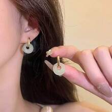 New Chinese Style Imitation Hetian Jade Peace Buckle Earrings For Women Detachable Fashion Earrings New High-End Earrings - 耳扣(一對) - 查看 4