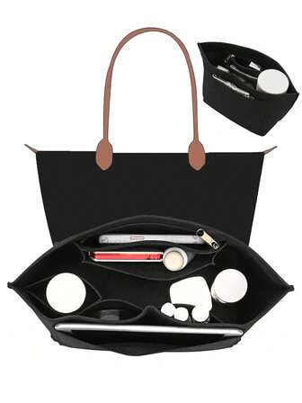 Bolsa de fieltro Le Pliage, bolsa de fieltro con múltiples bolsillos, bolsa de forro portátil para viajes, con cremallera, adecuada para guardar útiles escolares