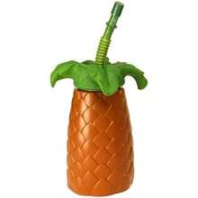 Amscan Tropical Pineapple Sippy Cup for Cold Hawaiian Summer Party Drinks Reusable Beach Luau Picnic Drinkware, Plastic, 22 oz. Party Supplies(1 pieza) - Multicolor - Ver 1