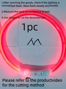 1个/2个装LED可充电发光PVC宠物项圈，3种照明模式，夜间可见，保障宠物安全，适合小型至大型犬猫，节日氛围项圈。项圈长度可根据需要修剪。本产品并非通用尺寸，请在购买前确认产品尺寸是否合适，并根据宠物的体重调整尺寸，以免使用过程中损坏产品。