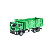1件压铸合金结构自卸卡车模型 - 逼真的重型工程自卸玩具车，带可翻转伸缩货厢，按比例缩小的精细复制品，带有可活动部件