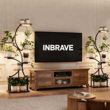8-Tier S-Shaped Metal Plant Stand - Indoor Plant Stand With Grow Light, 62 Inch Height, Multi-Function Home, Yard And Office Space Saving Adjustable Sturdy Plant Stand - 黑色 - 查看 3