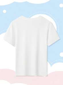 [Authorized] Disney Print Girls' Round Neck Summer T-Shirt - Soft Stretch Fabric, Ideal Birthday Gift & Daily Wear For Sports/Travel - trắng - Xem 3
