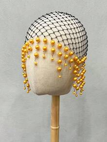 1pc Asymmetrical Pearl Embellished Headpiece With Rhinestones, Luxury Women Hair Accessory - Multicolor - View 13