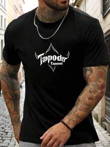 Maglietta da uomo "Tappoder Tampout" con grafica - verde, camicia casual con scollo rotondo e maniche corte, caratterizzata da scritte bianche accattivanti. Leggera; traspirante per l'estate. Per attività all'aperto. Camicia da esterno con grafiche audaci, vestibilità comoda - nero - Visualizzare 1