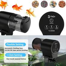 自动鱼缸喂鱼器，带液晶定时器和12/24/48小时定时器 - 100毫升大容量自动喂鱼器，适用于鱼缸、乌龟、斗鱼、锦鲤等水族箱（不含电池）