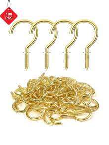 50/100 Pieces Screw Hook, 1 Inch (Approximately 2.5 Cm) Metal Cup Hook Screw Hook Heavy Duty Screw Wood Wall Ceiling Hook Plant Hook Indoor Outdoor For Tableware Craft Basket Lamp Wreath - Bronze, Christmas Decoration, Party Hook - Multicolor - View 12