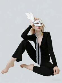 1pc Playful Fox Face Feather Mask, Private And Sexy. Suitable For Wearing At Parties, Gatherings And Festivals. Valentine's Day Costume