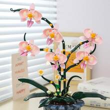 1000+Pcs Pink Orchid Building Block Set, Flexible Petal Joints, DIY Orchid Potted Plant Building Blocks, Adult Building Block Set, Suitable For Home Decor, Office Desk Decor, Display Window Decor, Valentine's Day Gift, Birthday Gift, New Year Gift - Multicolor - View 4