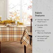 Home Fashions Russet - Mantel de algodón Tela a Cuadros para otoño/Acción de Gracias, Rectangular de 60 x 102 Pulgadas(304.8 x 152.4 cm (Rectangular) multi) - Multicolor - Ver 3
