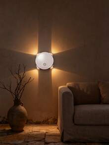 4-Way Lighting Motion Sensor Wall Light, Wireless Rechargeable, Body Induction Lamp For Hallway, Bedroom, Living Room Decor, Soft Lighting Nightlight, Magnetic Movable Portable Lamp, Minimalist Design - 1 Piece Of Four-head Cat-eye Sensor Light - View 3