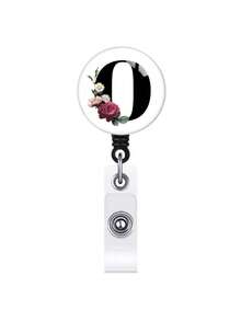 1pc Retractable ID Badge Reel With Clip, Rotary Clasp Fit For A-Z ID Cards, White Glass Keychain, Suitable For Nurses, Doctors, Office Supplies, Back To School Identification, Meaningful Gift For Halloween, Christmas, Valentine's Day, New Year For Friends, Colleagues, Teachers, Elders