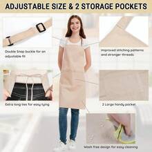 Chef Apron For Men And Women Wash Free Bib Apron With 2 Pockets Water & Oil Proof Adjustable Aprons,Khaki - Khaki - 查看 5