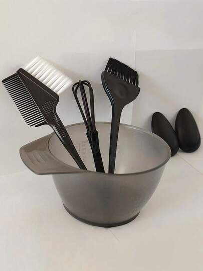5pcs Hair Dye Kit, Includes Dye Brush, Mixing Bowl, Ear Cover, Comb - Complete Hair Coloring Accessories Set For Salon And Home Use