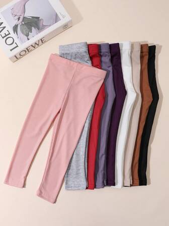 9 st/pack enfärgade leggings för flickor, smala byxor för unga damer, moderiktiga och mångsidiga, lämpliga för vår/sommar