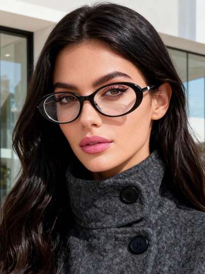 1副小框椭圆形复古个性时尚眼镜，全框百搭女士眼镜，适合日常佩戴以及旅行和度假时的装饰。