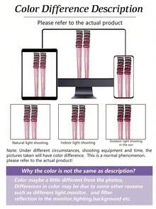 12片/套 女士激光闪光丝带直发接发片，7种颜色亮泽发夹套装