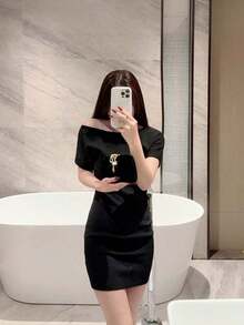 1pc Glitter Metallic Snakeskin Clutch Bag, Luxury Shiny Retro Gold Tone Mini Evening Purse, Fashionable, Charming, Exquisite, Elegant Women's Handbag, Suitable For Weddings, Themed Formal Parties, Galas, Birthday Parties, Comes With Chain - màu đen - Xem 8