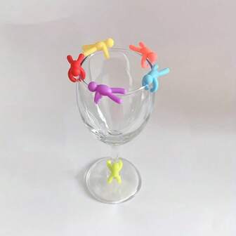 Marcadores reutilizables de copa de vino con forma humana de silicona, etiquetas para vasos, etiquetas creativas para copas para fiesta, decoración de bar, celebración, vajilla festiva, suministros para fiestas, diseño divertido, etiquetas decorativas, marcadores flexibles, material reutilizable, tapas de botellas, identificadores de tazas, anfitrión de fiesta