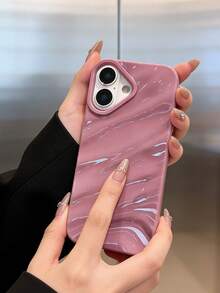 Funda de teléfono de onda irregular rosa de 1 pieza con nuevo patrón de onda brillante compatible con iPhone 17 Pro Max/17/17 Pro/16 Pro Max/16/16 Pro/16 Plus/15 Pro Max/15 Pro/15 Plus/15/14 Pro Max/14 Pro/14/13 Pro/13/12 Pro/12/11/XS/X Max/8 Plus/7, funda suave a prueba de golpes con cobertura total para mujeres, se ajusta a 13 Pro Max/XR, regalo de primavera - Púrpura malva - Ver 3