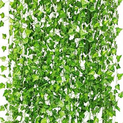 CQURE 12Pcs 84Ft Artificial Ivy GarlandIvy Garland Fake Vines UV Resistant Green Leaves Fake Plants Hanging Vines For Wedding Party Garden Wall Room Decor