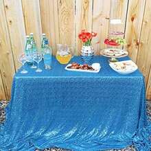 QueenDream 60x102 Inch sequin tablecloth for wedding and party decor-Silver(228.6 x 396.2 cm (Rectangular) Azul Aqua) - Multicolor - Ver 3