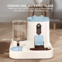 A Set Of Automatic Feeder And Waterer, 2 In 1 Automatic Cat Waterer Set, Cat Waterer, Cat Feeder, Cat Food Dispenser, Gift For Cat And Dog Lovers, Easy Feeding, Large Capacity, Detachable, Washable, Automatic Feeding Station, Indoor Cat Food Bowl. Suitable For Cats And Dogs Drinking Water, Feeding - 1500毫升 - 查看 5