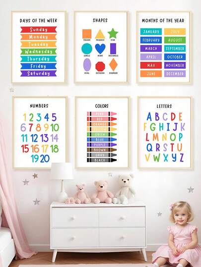 1pc Canvas Wall Art - Educational Series, Classroom Signs, Home Education Printables, Preschool Printable Resources, Kindergarten Posters, Montessori Nursery Nursery Supplies Framed Nursery Wall Art Perfect For Children's Room Decor, Playroom Decor Children's Room Decor, Nursery Decor, Daycare Decor, Kindergarten Decor, Girls' Bedroom Girls' Room Decor, Children's Room Decor, Boys' Bedroom, Boys' Room Decor, Girls' Bedroom Decor