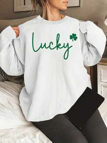 Sweat Shirt2025 New Women's Sweatshirt St. Patrick's Day Print Sweatshirt, Casual Round Neck Sports T-Shirt For Spring And Autumn, Sweatshirt For Women. Loose And ComfortableLoose And Comfortablevalentines Clothes - 白色 - 查看 12