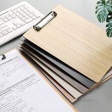 1pc Wooden A4 File Folder Board, Writing Pad, Office Organizer Clip, Plastic Clamp Document Holder For Students - Multicolor - View 1