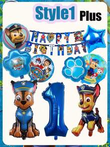 7pcs Paw Patrol Theme Birthday Party Decoration Set, Includes Number Balloons - Official Chase & Skye Theme Decor, Suitable For Boys - Multicolor - View 10