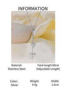 1 chiếc vòng cổ mặt trái tim bằng thép không gỉ có thể thu vào, dây chuyền xương đòn độc đáo cổ điển dành cho nữ - Bạc - Xem 6