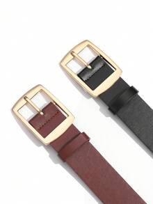 2 pezzi Set di cinture da uomo alla moda e versatili con fibbia decorativa a forma di sole dorata - Multicolore - Visualizzare 3
