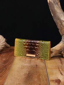 Classic Crocodile - Patterned Wallet - Zippered Pocket & Card Holders, Ideal For Daily Use - Cá Vàng Nâu - Xem 2