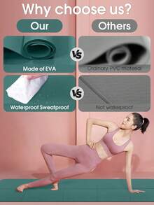1pc 173*61cm EVA Yoga Mat Pilates Exercise Mat Solid Color Home Fitness Yoga Equipment - Dark Green - View 6