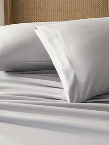 3/4 件纯色家用床单套装，柔软舒适透气的床上用品套装，酒店豪华家居夏季床上用品，单人床，双人床，大号双人床，1 或 2 个枕套，1 件床单和 1 件床笠，房间装饰，理想的礼物。适用于家庭床上用品和学校床上用品宿舍必需品，浅灰色，Oeko-Tex 认证 - 淺石灰色 - 查看 4