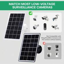 Panel solar portátil de 3W, adecuado para cámaras de ; Panel solar de vidrio monocristalino de 5V y 360° ajustable, adecuado para timbres, luces y ventiladores de exterior. - Negro - Ver 8