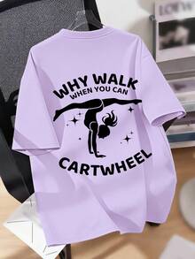 Tween Girl Cute Sunshine Girl Dance & Yoga Slogan Print Short Sleeve T-Shirt, New For Spring/Summer - Purple - View 4
