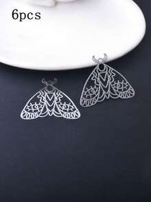 Conjunto de 6 pingentes em filigrana de latão, ouro branco e ouro rosa, acessórios para joias, pingentes de mariposa e borboleta para brincos artesanais. - Borboleta - Ver 9