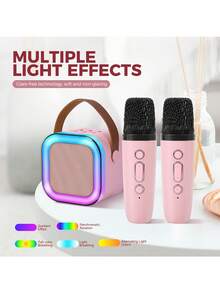 Wireless Microphone Speaker Set, With Dynamic Microphone, USB Rechargeable Karaoke Machine, Portable Handheld Karaoke System, With Dynamic Microphone, USB-C Charging - Multicolor - View 6