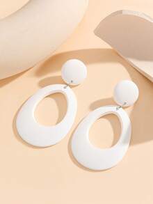 奶油甜甜圈树脂耳环，简约亚克力圆形开口耳环，轻盈百搭，温柔优雅，修饰脸型 - 彩色 - 查看 19