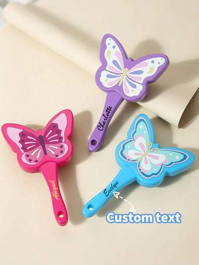 Customized Butterfly Massage Comb, Colorful Butterfly Massage Comb, Smooth Hair Without Knots, Suitable For Fluffy And Smooth Styling, Multi-Functional, Decorative, Letter, Ideal Gift, Suitable For Her, Girlfriend, Boyfriend, Friend, Party Look, Beauty And Health