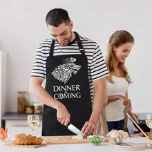 Grill Aprons For Men Women, Dinner Is Coming Kitchen Chef Apron With 2 Pockets And 40\ Long Ties, Adjustable Bib Apron For CooFKing, BBQ, BaFKing, Gardening, Black,Black14 - Black14 - 查看 8