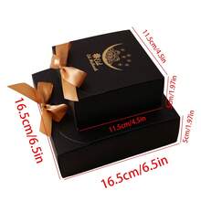 5pcs Eid Al-Fitr Mubarak Decorative Gift Box With Gold Stamping Star Moon Design - Luxury Paper Gift Box With Bow For Eid Mubarak Islamic Holiday Gifting, Family Celebrations And Event Decoration