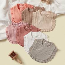 7件套婴儿围兜，蕾丝花边，纯棉柔软面料，粉色调纯色，婴儿礼物。 - 彩色 - 查看 9